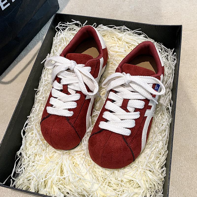 

Retro double lace-up Forrest Gump board shoes women s 2025 autumn new kapibara versatile student leisure sports moral training shoes 40 бордовый