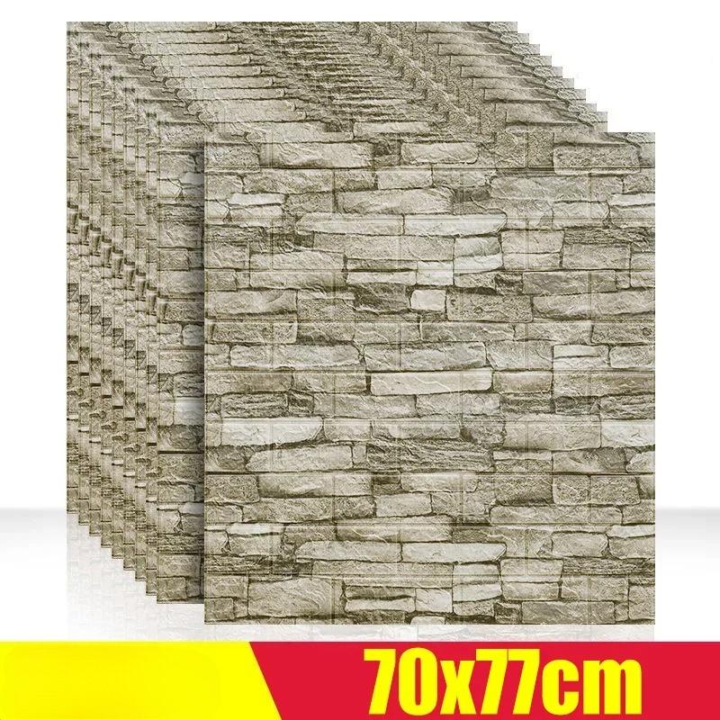 1/5/12pcs Foam 3D Wall Decor Sticker Waterproof Self-adhesive Brick Wallpaper DIY Living Room Wall Sticker Background for Office