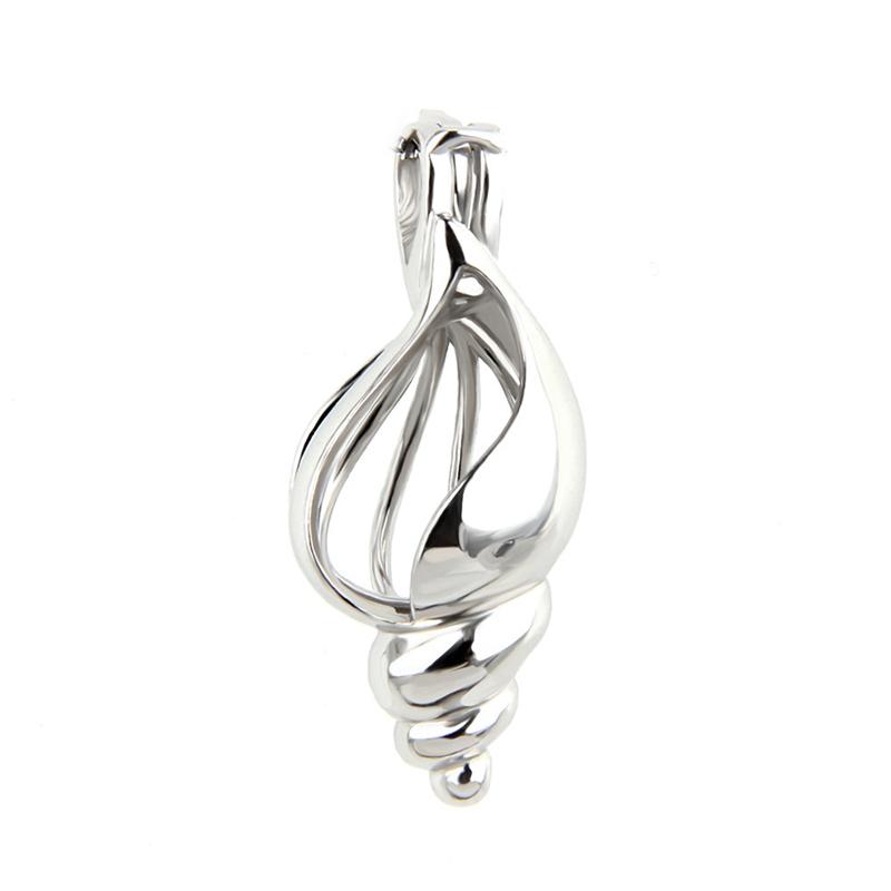 CLUCI Silver 925 Pearl Locket Pendant Women Jewelry Conch Shaped Charms Pure Sterling Silver Locket Cage Pendant SC058SB серебряный