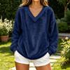 Women's V-Neck Long Sleeve Loose Fit Casual Pullover