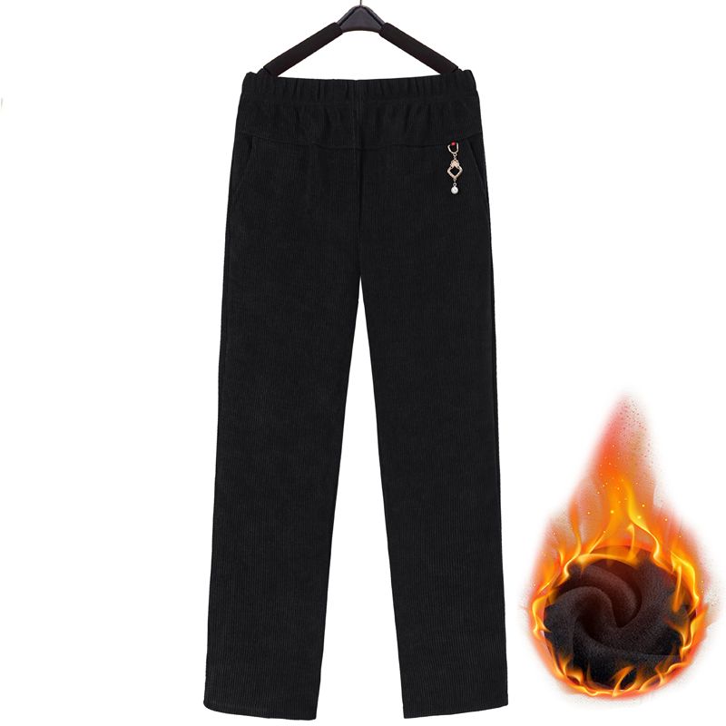 

Вельветовые прямые брюки женские осенне-зимние оверсайз 8XL брюки для мам флисовые толстые теплые повседневные брюки женские 6XL чёрный