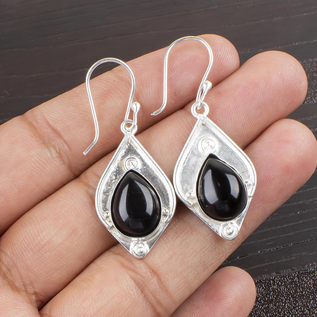 Svarte turmalin øredobber, 925 sterling sølv edelstenssmykker, håndlagde øredobber, til Thanksgiving
