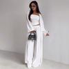 Women 3 Piece Sets Off Shoulder Sleeveless Cropped Tank Top Long Cardgian Elastic Wide Leg Pant Female Suit Summer Lady Outfits