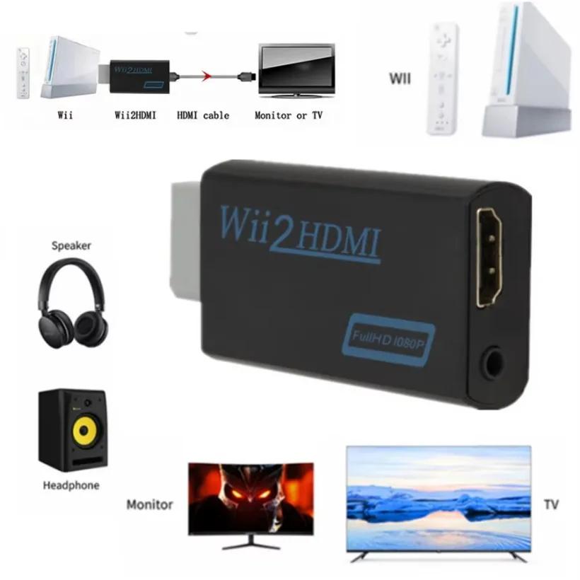 1080P Wii to HDMI Converter Full HD with 3.5mm Audio Jack Display Adapter Upscaler for PC HDTV Monitor 720P Output