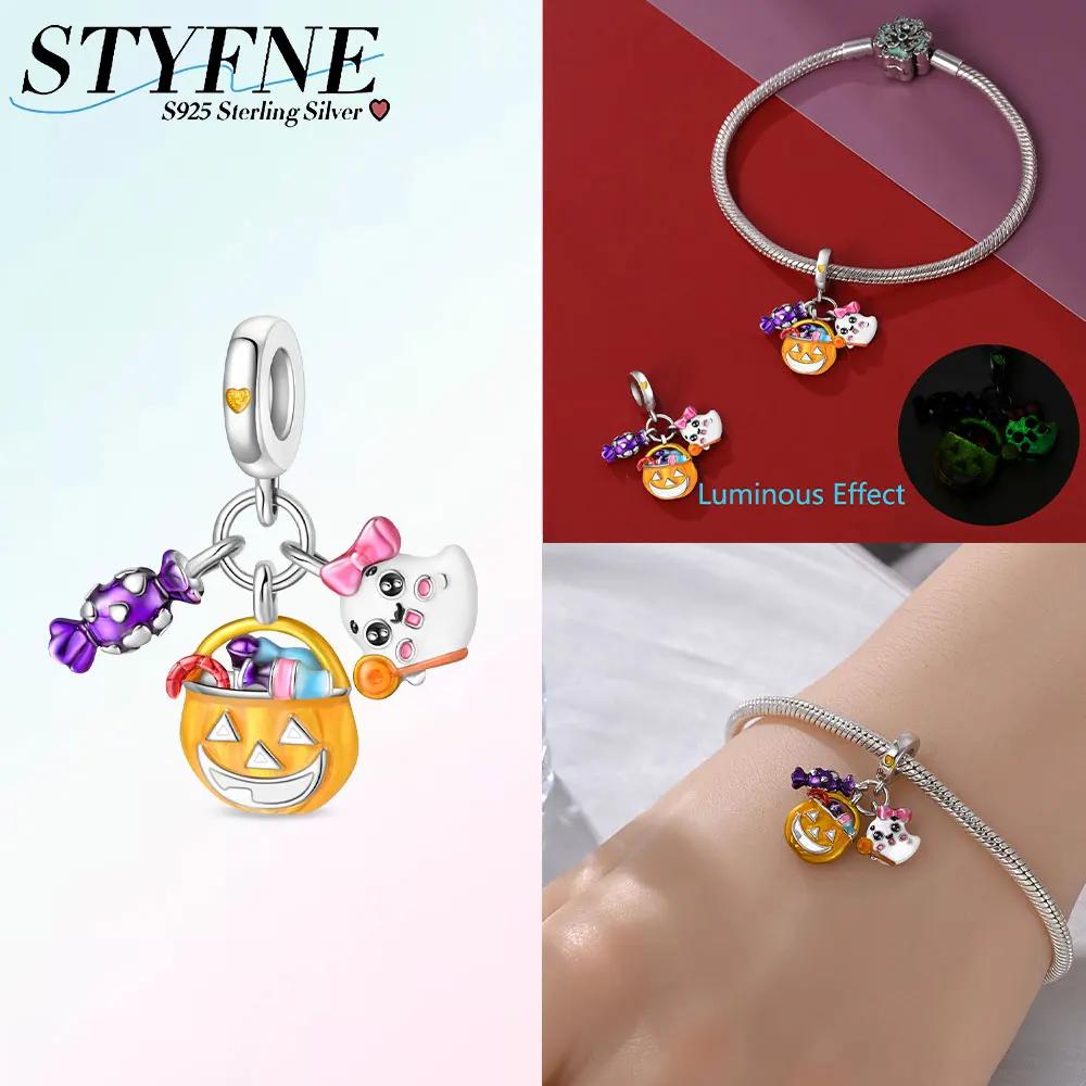 Copper Halloween Skull Bat Pumpkin Boutique Pendant Fit Original Bracelet Charm Beads Necklace Diy Female Jewelry