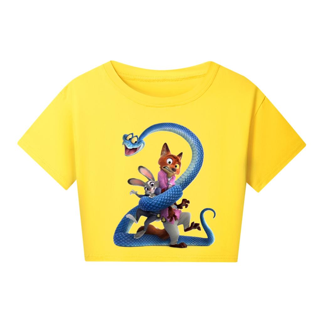 Fashionable Round Neck Short Sleeve Work Clothes Printed Tops For KID Summer Tops