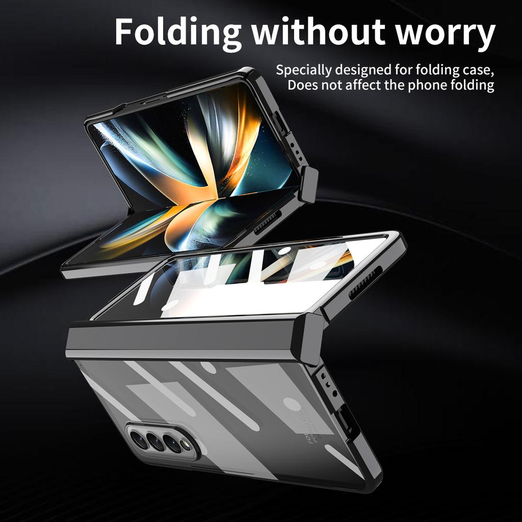 For Samsung Z Fold 4 Transparent Plating Fashion Cover Case For Samsung Galaxy Z Fold 4 Fold4 Zfold4 Glass Film Coque
