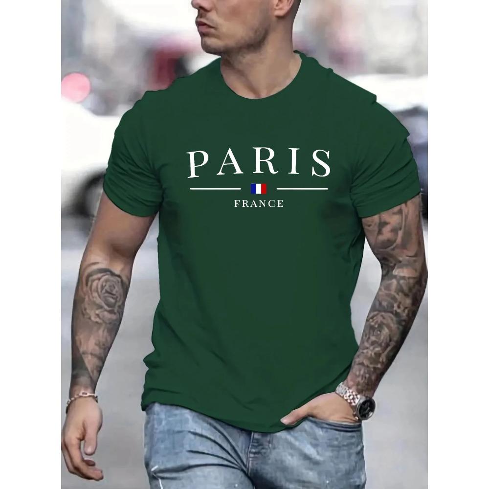 Summer Men's 100% Cotton Casual Loose Large Size French Pattern Printed Comfortable Round Neck Short Sleeve T-shirt Top