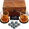 Regalo Festa del Papà per Uomini Set di Pietre per Whiskey 8 Pezzi Cubetti di Ghiaccio in Granito + 2 Pezzi Bicchieri per Whisky in Scatola di Legno Regalo per Papà