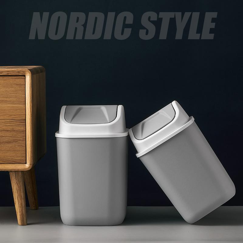 Nordic Style Shake Lid Trash Can Square Home Living Room Creative Cute Bedroom Modern Minimalist Kitchen with Lid Garbage Bin