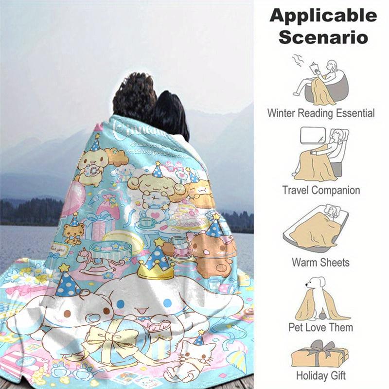 1pc, Sanrio Cinnamoroll Home Decor: Cozy Flannel Blanket for Bedroom, Living Room, Travel, Camping, Car, Beach, Office Naps – Perfect Gift & Outdoor T