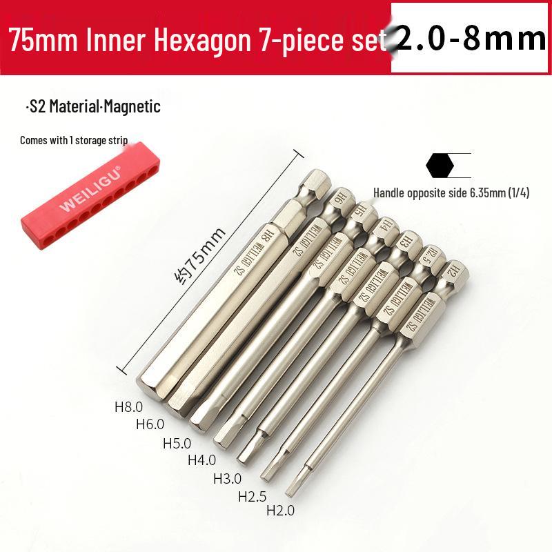 Electroplated Anti-Rust Hex Bit Set, S2 Steel, Extended Pneumatic Air Driver, Hex Socket Screwdriver.