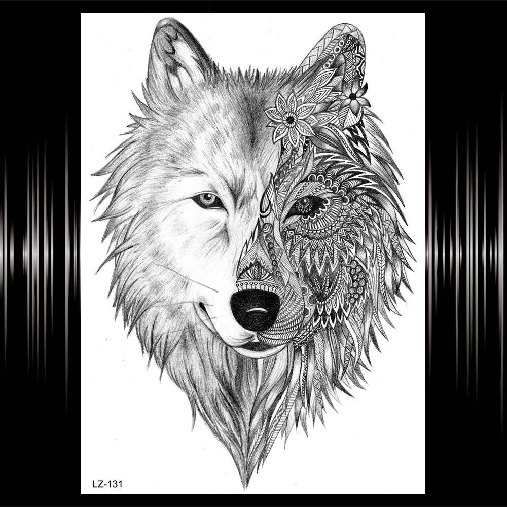 Watercolor Lion Tiger Temporary Tattoo For Women Men Atult Kid Realistic Fake Animal Tattoo Sticker Water Transfer Tatoos Thigh
