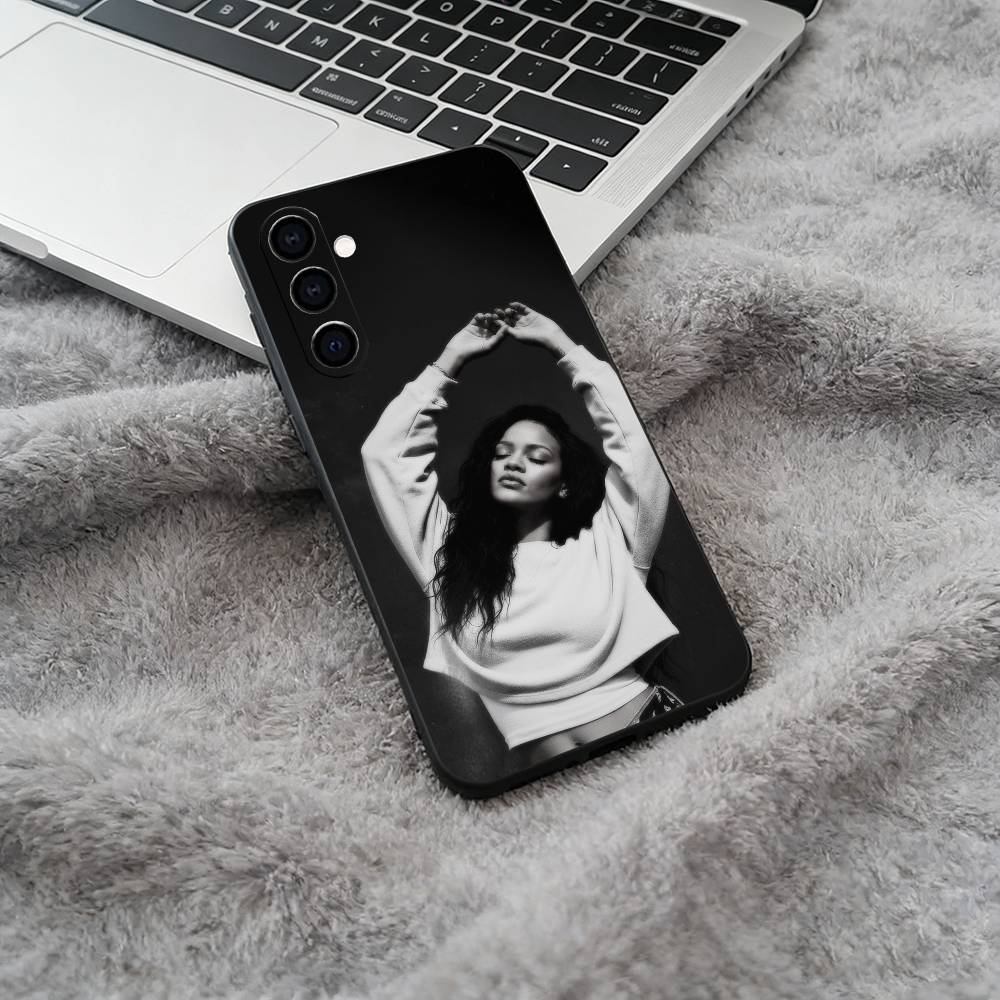 R-Rihanna-pop diva Black Soft Silicone Phone Case for Samsung Galaxy A73, A71, A72, A70, A53, A52, A51
