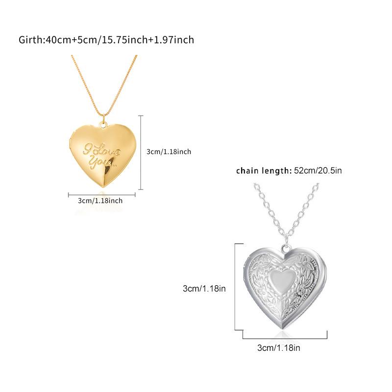 1PC Love Heart DIY Photoframe Openable Necklace Charm Vintage Necklace Pendant Photo Picture Locket Carved Heart