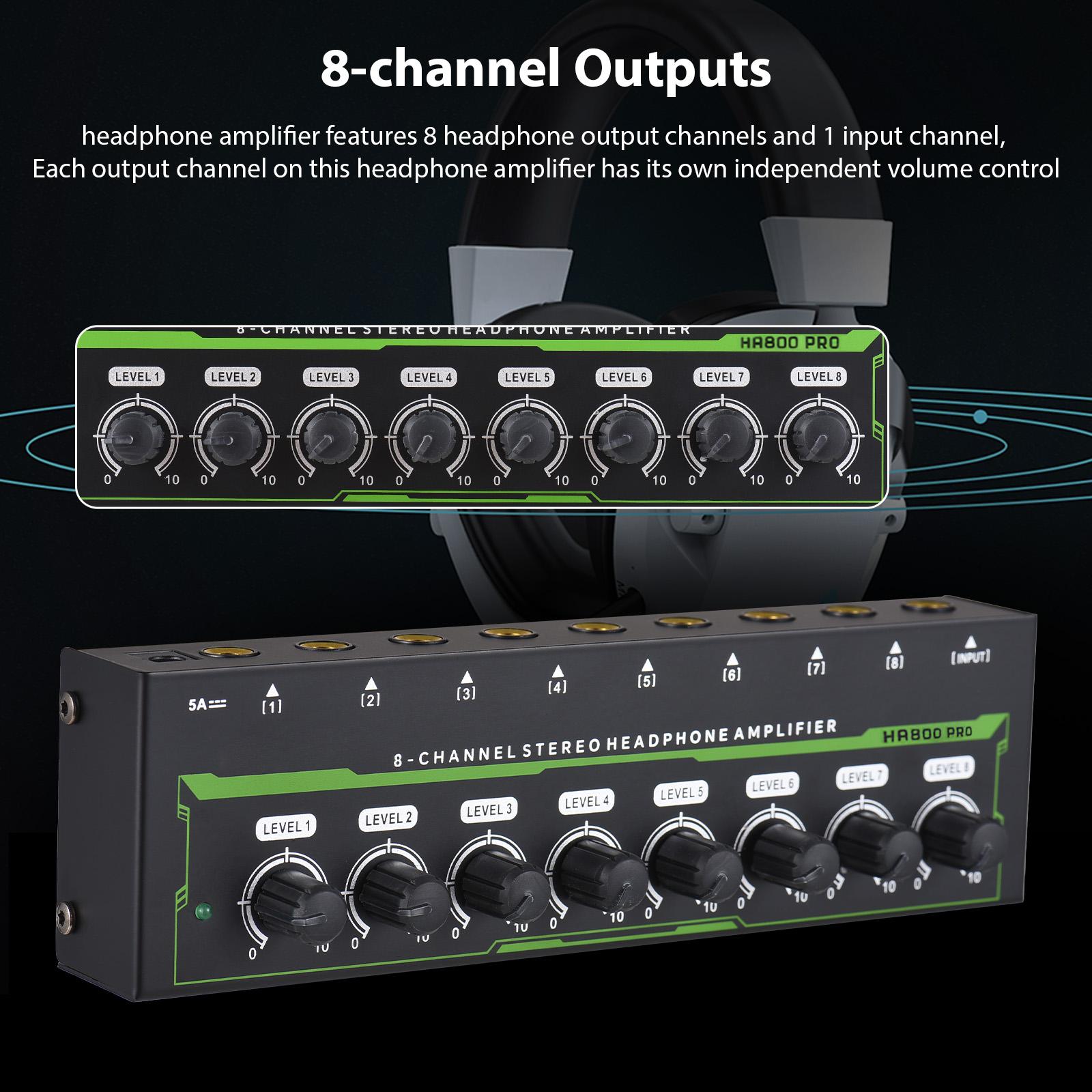 MICROAMP Ultra-Compact Hoofdtelefoon Versterker 8-Kanaals
