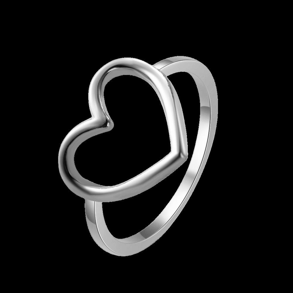 European and American Style Fashion Simple Plain Hollow Love Ring Korean Version Niche Design Heart-shaped Women's Index Finger Ring