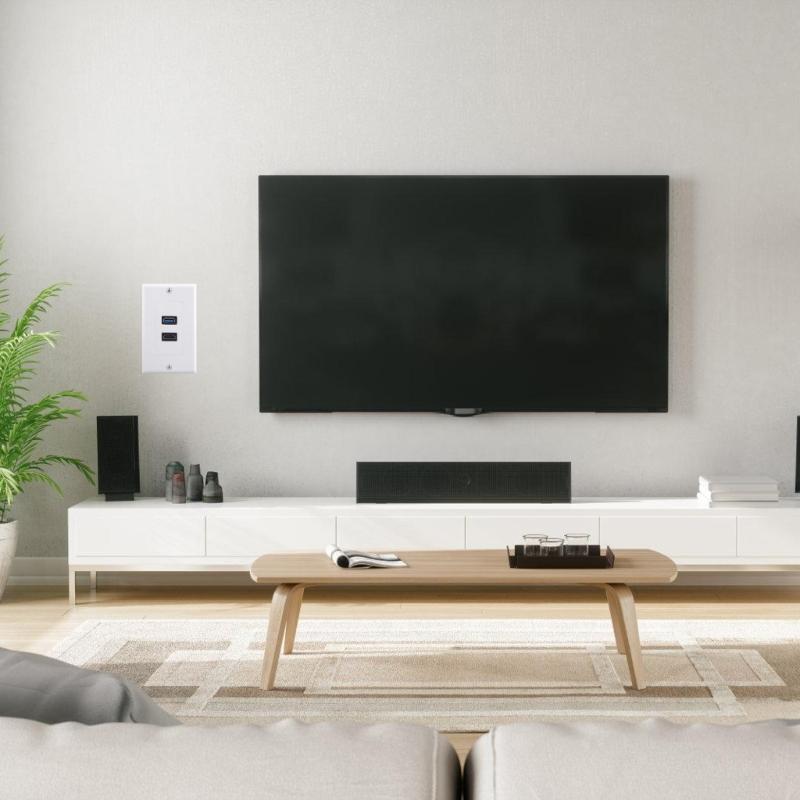 HDMIs USB3.0 Wall Plate USB3.0 Charger HDMIs Port Receptacle for Charging Supports 4K Ethernet Face Plate Office Setups