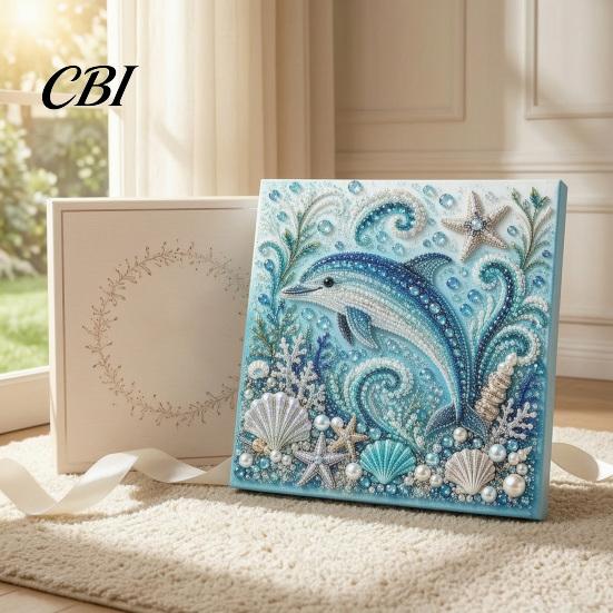 Easy Faux Pearl Crafting Project Ocean Painting Kit, Marine Life 3D Art DIY Beginner Friendly Kit Sea Turtle Fish Picture Craft Set for Adults,