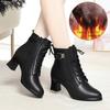 New Autumn/Winter Style Women's Soft Leather Boots with Chunky Heel, High Heel, Waterproof Platform, Fleece Lined
