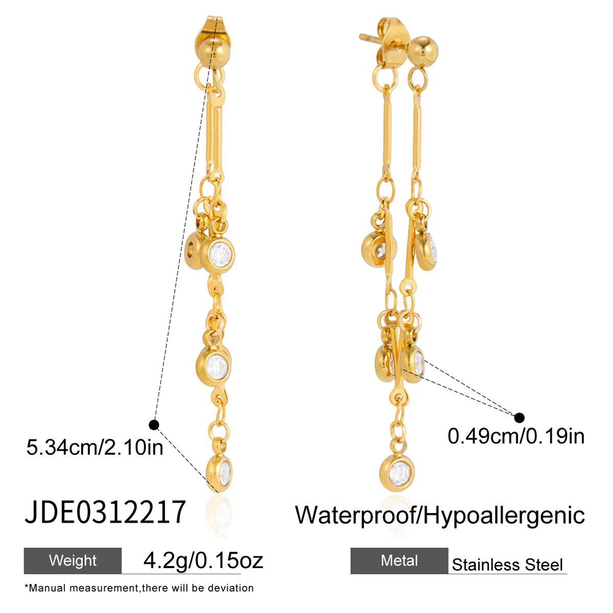Titanium Steel C-Shape Zircon Earrings Women Luxury Stylish Ear Jewelry