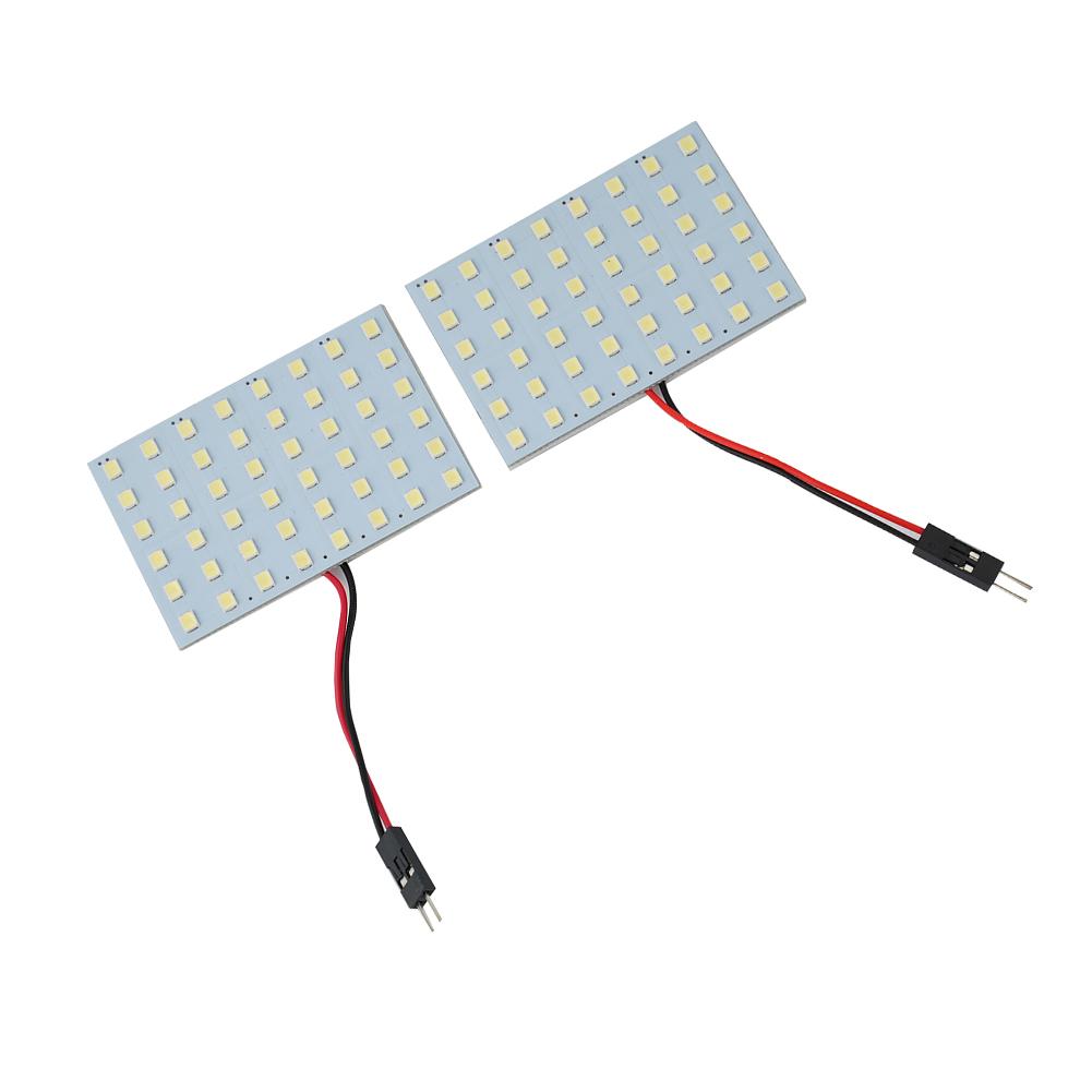 2pc 12V Car 48-LED Panel Light 7000K White Dome Map Interior Bulb Lamps
