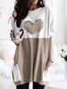 2023 Women Love Print Round Neck Tee Loose Long Sleeve Contrast Colors Wish