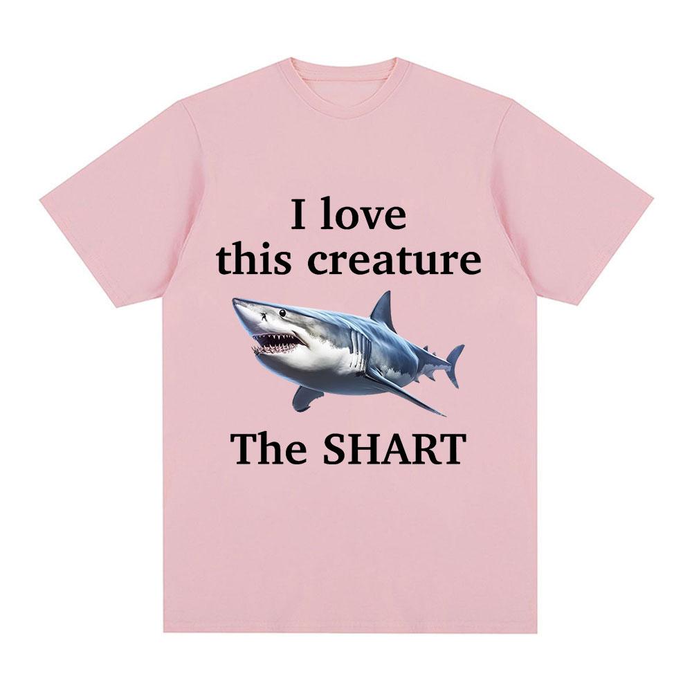 I Love This Creature The Shart Shark Funny Meme T Shirts Men Fashion Short Sleeve T-shirts Cotton Oversized Short Sleeve T-shirt