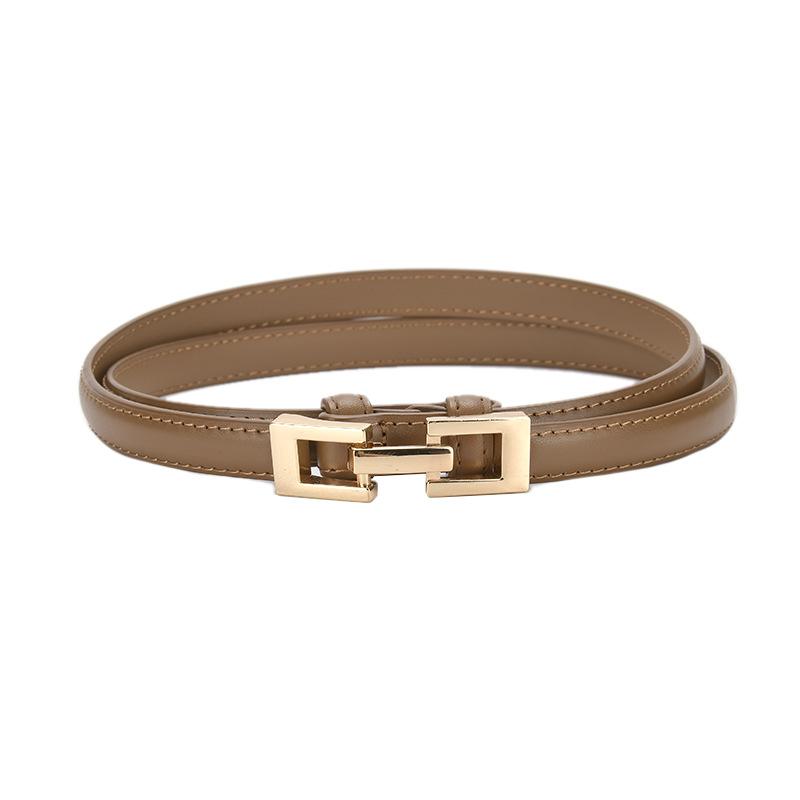 Leather Pair Buckle Adjustable Thin Belt Decoration With Skirt Waist Free Punching Small Belt