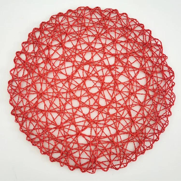 Crochet knitting Round Woven Place Mats Paper Fiber Table Placemats Hollow Decorative Placemat Dinning Place Mats Decor for Home