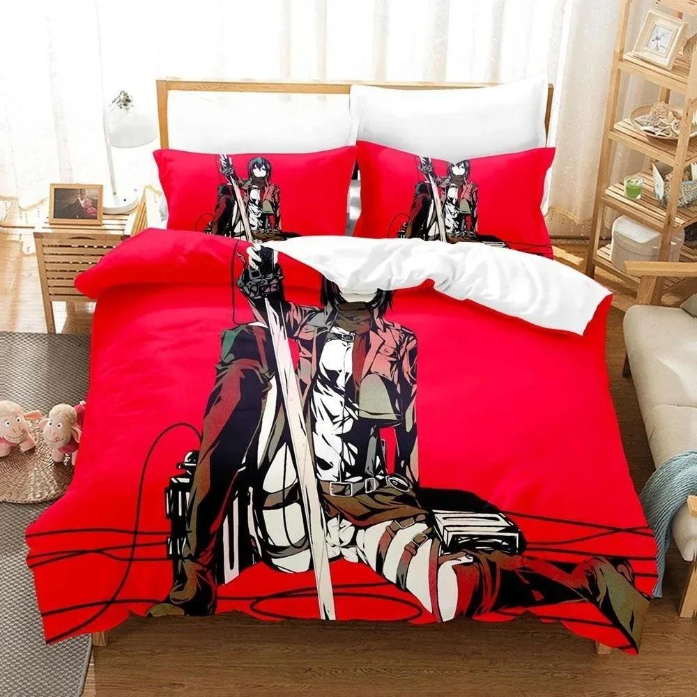 3D Print Anime Bed Sheet Attack On Titan Bedding Set Single Twin Full Queen King Size Bed Set Adult Kid Bedroom Duvetcover Sets