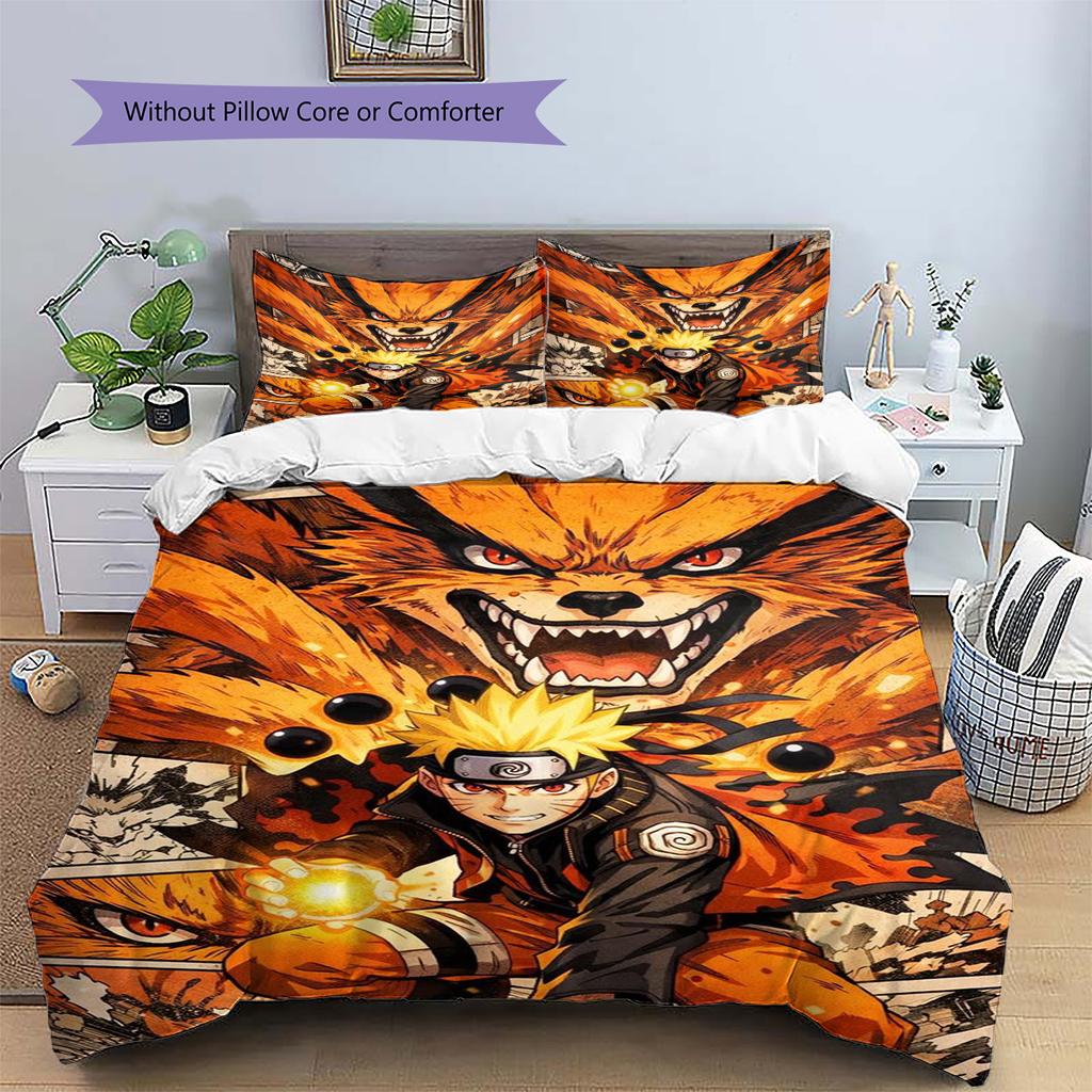 Naruto Uzumaki Patterned Pillowcase & Duvet Cover Set Anime Art Printed Bedding for Bedroom Decoration Best Gift Choice.-TING