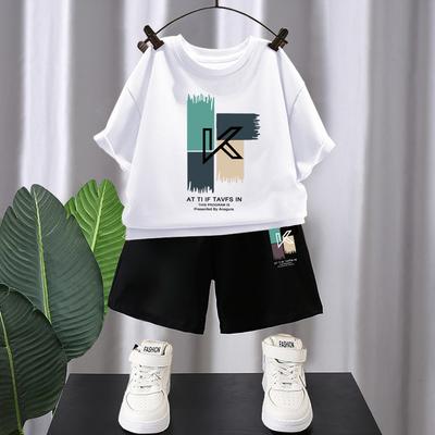 Katoenen Zomer Ademend Kinderen Korte Mouwen Pak Los Koreaans Jongens T-shirt Halve Mouw All-match Pak