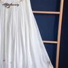 Spring Summer Women Basic White Midi Skirt Elastic Waist Soft Fairy Skirt Elegant Feminine Beach Style Skirts Womens