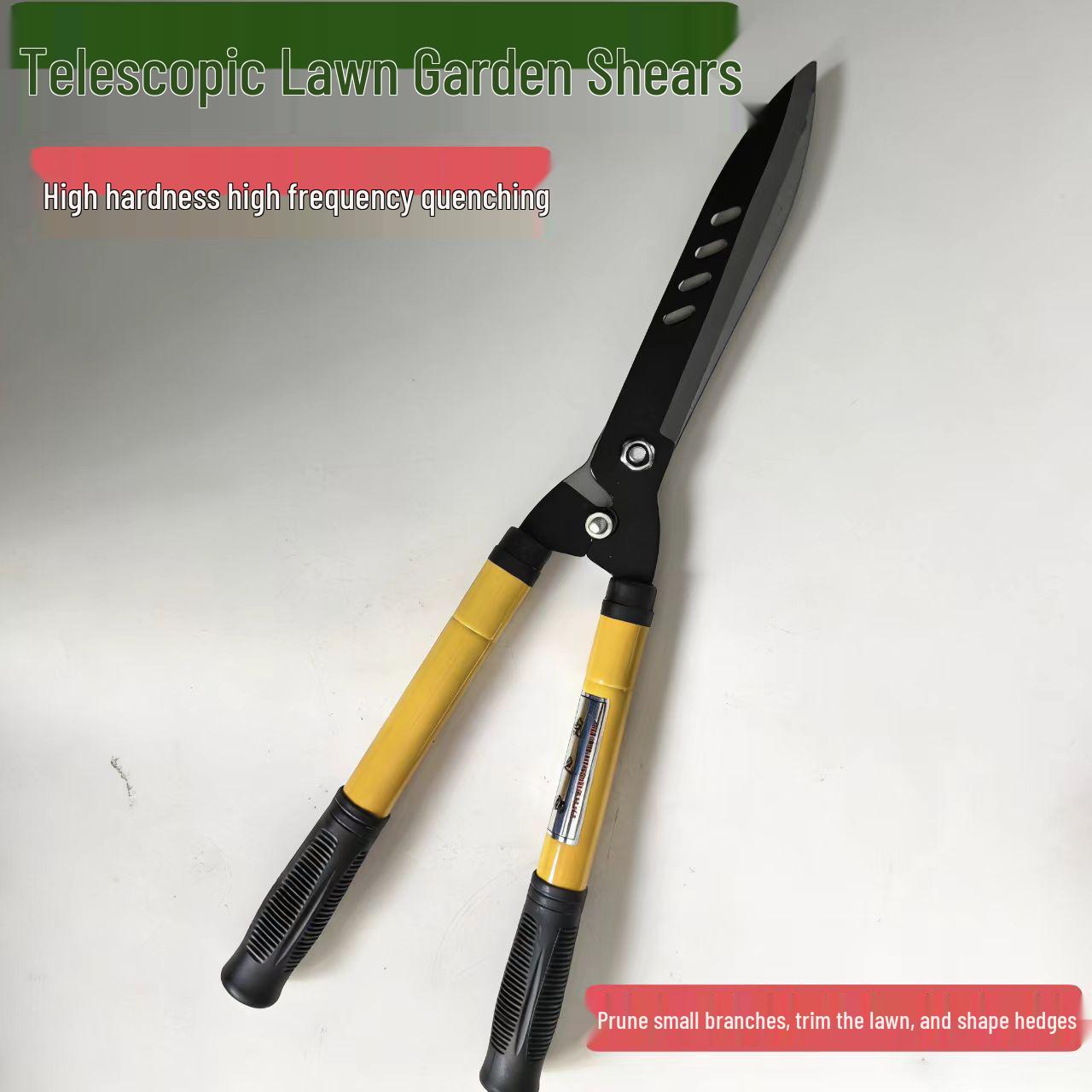 Garden Shears: Hedge Trimmer with Iron Handle, Manganese Steel Pruning Shears, Fence & Tea Shears, Lawn Mower Attachment.