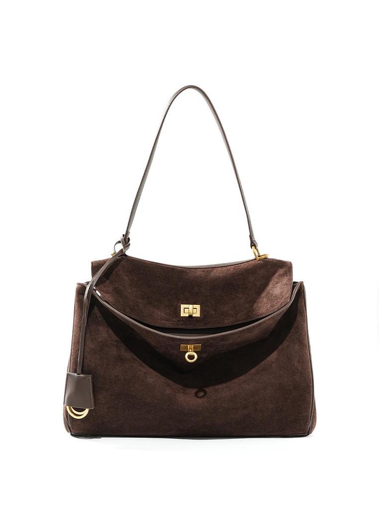 Rodeo Women's Suede Leather Underarm Tote: Premium Commuter Bag with High-End Design and Large Capacity.