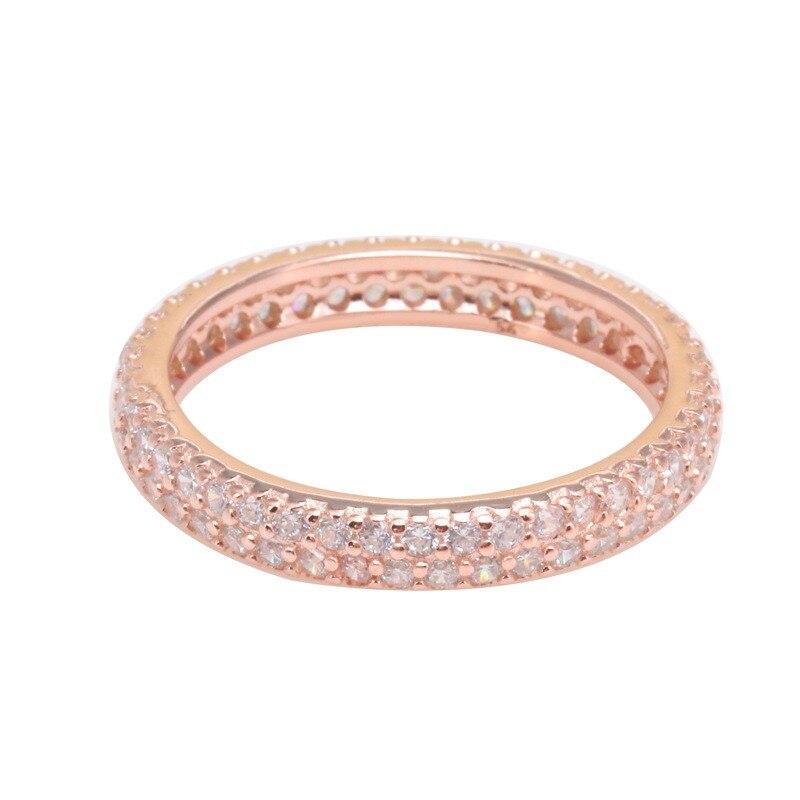925 Sterling Silver Pan Ring Rose Gold Source Of Inspiration With Crystal Cz Ring For Women Wedding Party Fashion Jewelry