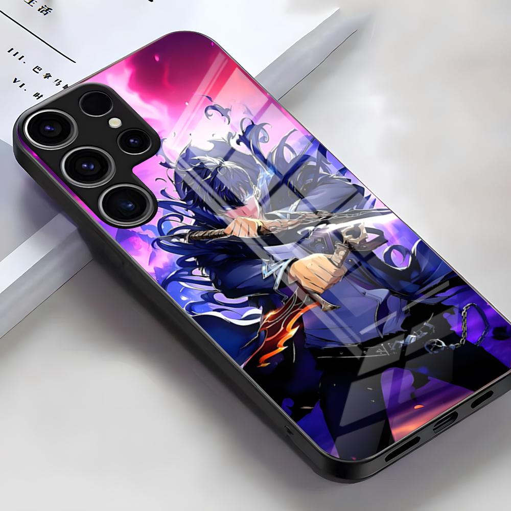 Anime S-Solos L-Levelings Hülle Für Samsung S25 Edge Ultra S23 S22 S21 S20 Ultra Plus S24 Fe A54 A53 A25 Glas Hülle