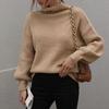 IHUASU Autumn and Winter Solid Colour Pullover Loose Women's High Neck Sweater