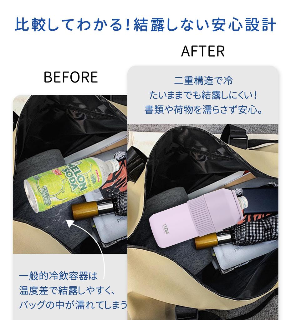 TYESO Vacuum Insulated Water Bottle Holder, Foldable, Holds 350ml, 500ml, and 680ml Bottles, Suitable for Outdoors, Travel, and Office Use, 6 Colors