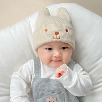 Süße Baby Beanie Mütze Herbst Winter Säugling Junge Mädchen Strickmütze Einfarbig Cartoon Bestickt Kleinkind Kinder Warme Mützen
