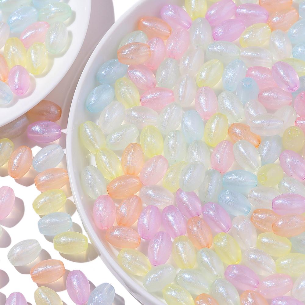 50pcs Acrylic Mixed Color Luminous Beads Shiny Oval Spacer Beads for Earrings Necklaces Bracelets DIY Jewelry Making Accessories