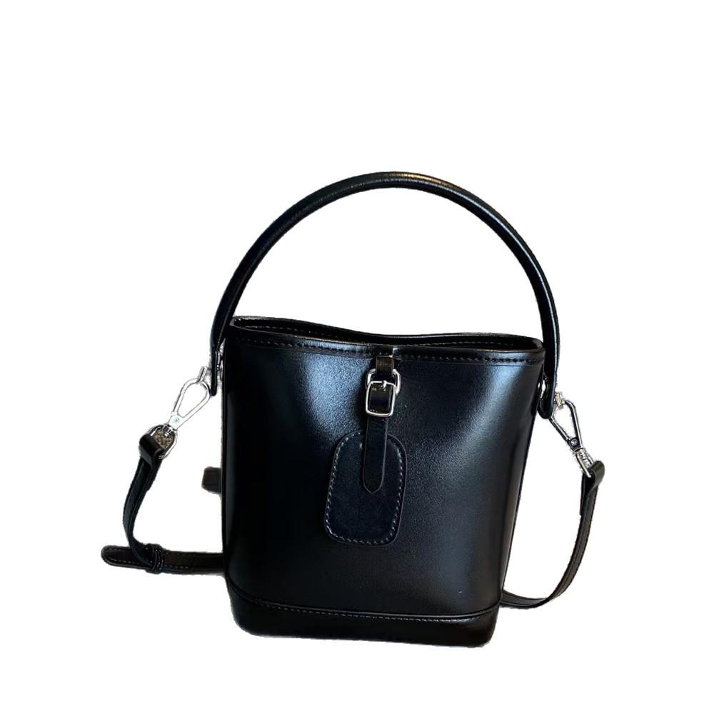 Hand-held Genuine Leather Bucket Bag Crossbody Bag Casual Single-shoulder Bag Casually
