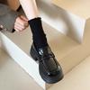 Platform small leather shoes women's 2025 spring and autumn new British retro heightening Mary Jane soft sole versatile black loafers