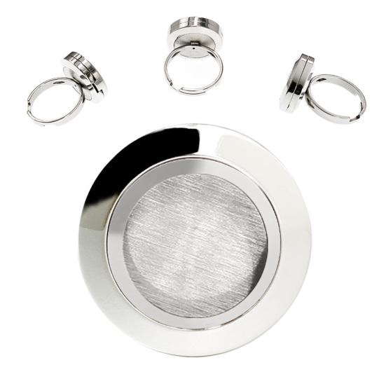 Round Photo Locket Ring Adjustable Ring with Locket Holds Pictures Pills Women Men Stainless Steel Ring for Daily Wear Parties And Dates