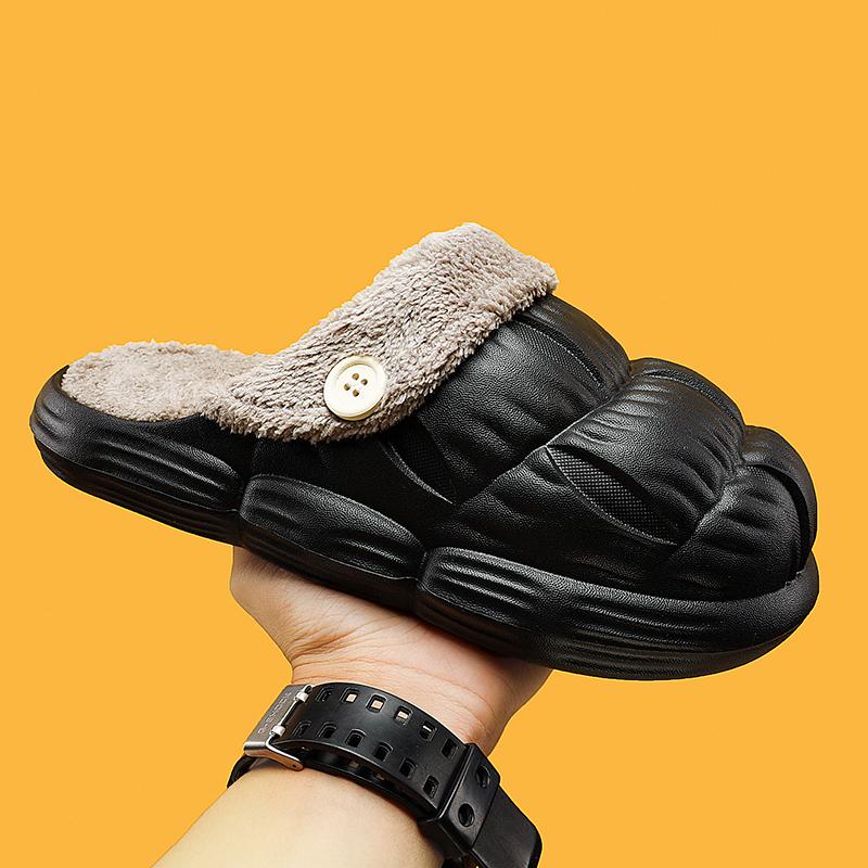 2025 Newest Waterproof Cotton Slippers Men Winter Warm Shoes Thick Sole Anti-slip Couples Indoor Street Slipper Unisex