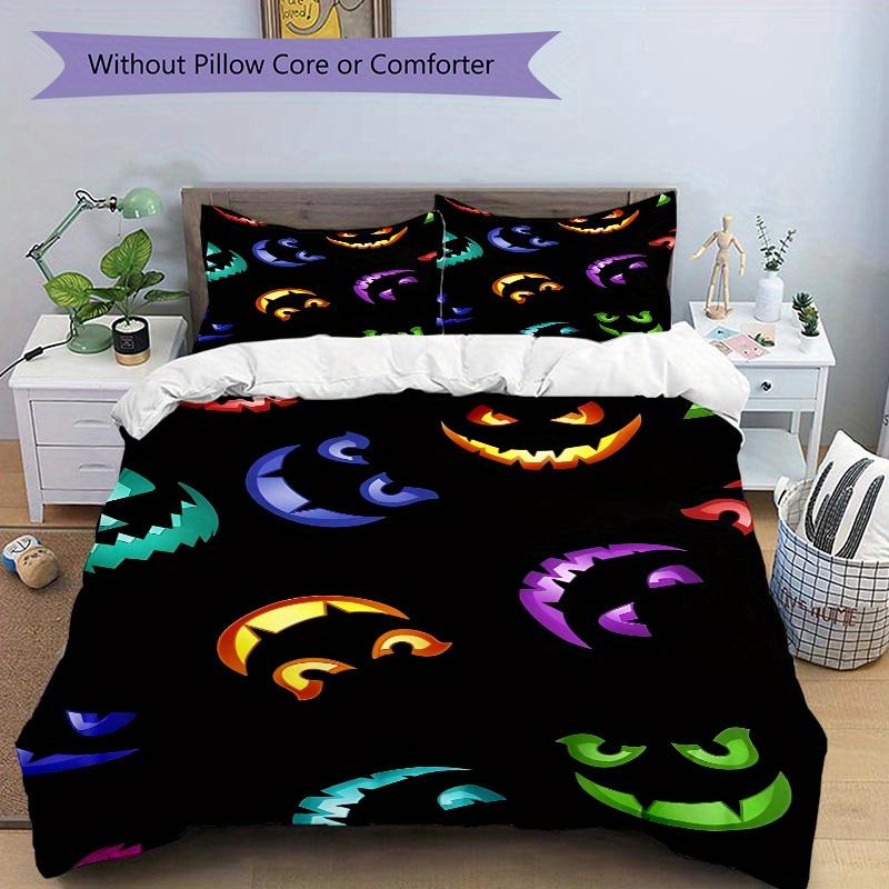 3pcs Halloween Pumpkins Bedding Set, Breathable and Soft, Suitable for All Seasons, Ideal for Home Use, Suitable for Bedroom Decor 21162