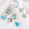 10pcs Trend White Enamel Ocean Coral Conch Fish Bones Fishtail Heart Charms Alloy Pendants DIY Necklace Keychain Jewelry Making