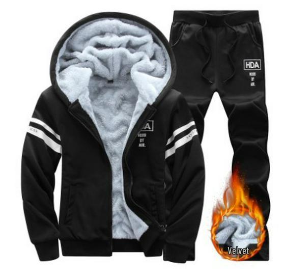 

Комплект худи и свитшота из теплого флиса в китайском стиле - Утепленная повседневная спортивная одежда M