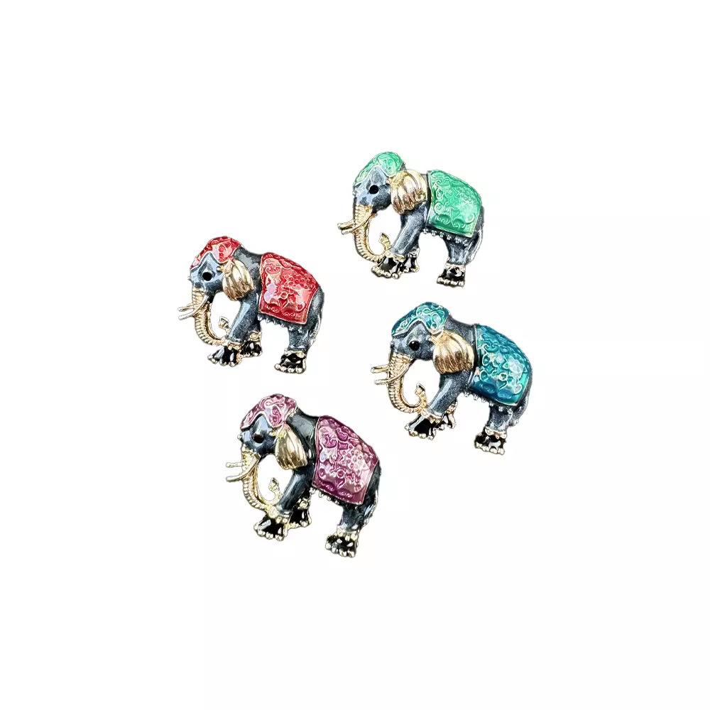 Creative Cute Texture Enamel Elephant Animal Brooches For Women Men 4-colors Clothing Backpack Metal Pins Party Jewelry Gift